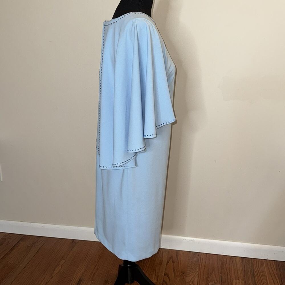 Calvin Klein Women's Cape Sheeth Flutter Sleeve Midi Dress Powder Blue Size 6 - Picture 3 of 11